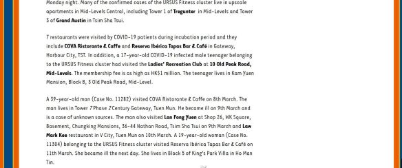 Un exemple d'article détaillant les faits et gestes des gens contaminés du jour